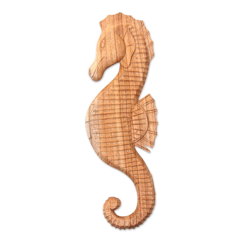 Novica Seahorse Wood Seahorse Relief Panel Carving Wall Décor Wayfair
